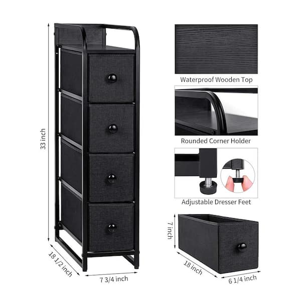 Drawers Organizer Storage, Dresser Black – Small Dresser 4 Storage  Organization Drawers – Wood Dresser, No Assembly Needed, Clothes Storage –  Dresser for Room Organization,Bedroom Storage – Built to Order, Made in