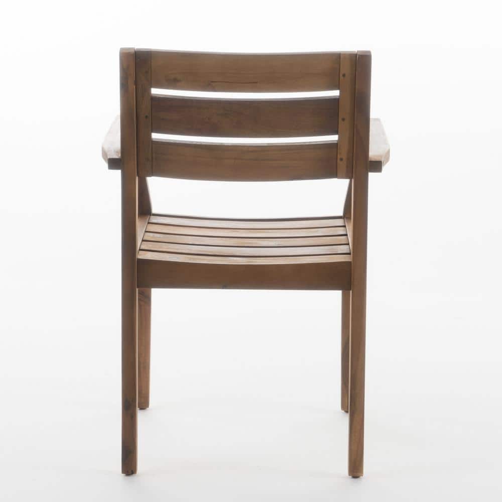 Teak Brown Acacia Wood 5-Piece Outdoor Dining Set for 4