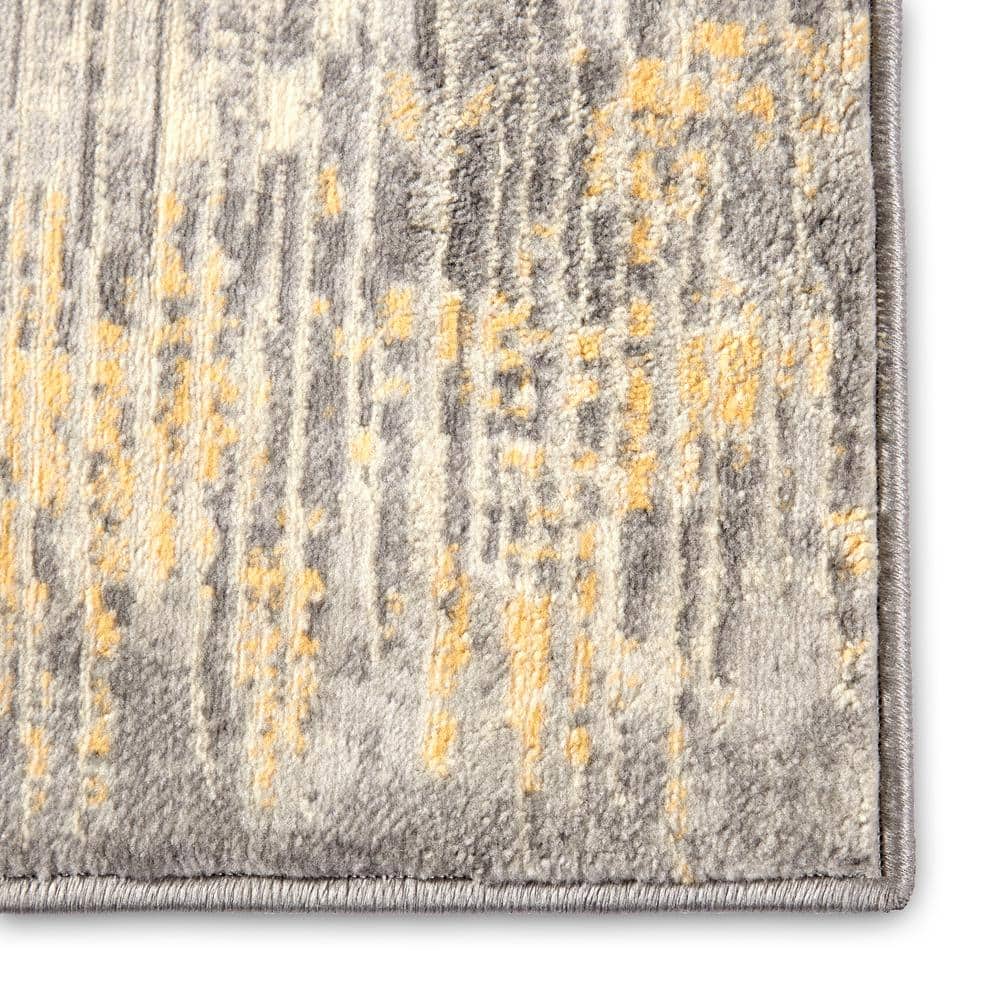 Modern Abstract Grey and Yellow Soft Synthetic Area Rug