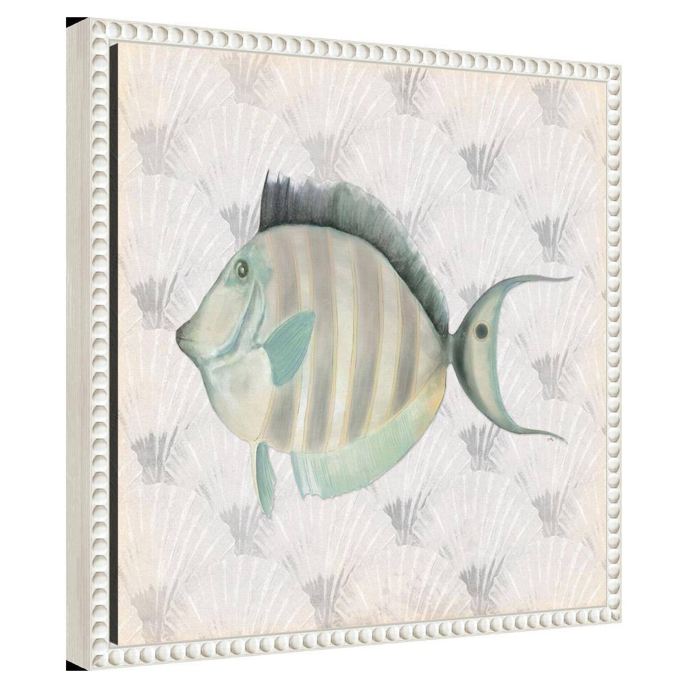 Neutral Vintage Fish Canvas Print with Beaded Frame