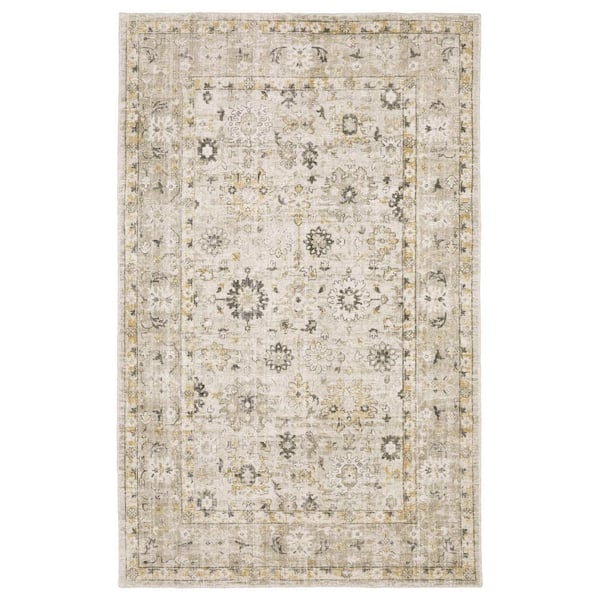 8 ft. x 10 ft. Beige, Gold Oriental Washable Area Rug