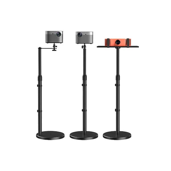 Height Adjustable Projector Stand Floor Stand with 3 Mounting Options 360 Rotatable Ball Head 32-47 in. Black