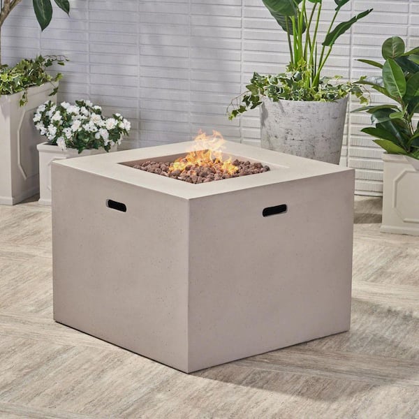 32 in. W x 25 in. H Aidan Square Propane Fire Pit Table-40,000 BTU in Beige