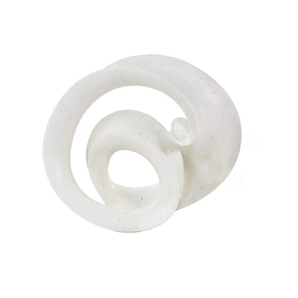 20 in. x 17 in. White Polystone Wavy Shaped Abstract Sculpture with Cutouts and Speckled Texturing