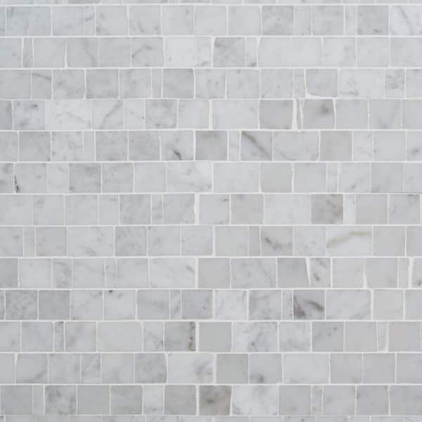 Heritage Bianco Carrara 12 in. x 12 in. Hand Clipped Joint Honed Marble Mosaic Floor and Wall Tile (1 sq. ft./ Sheet)