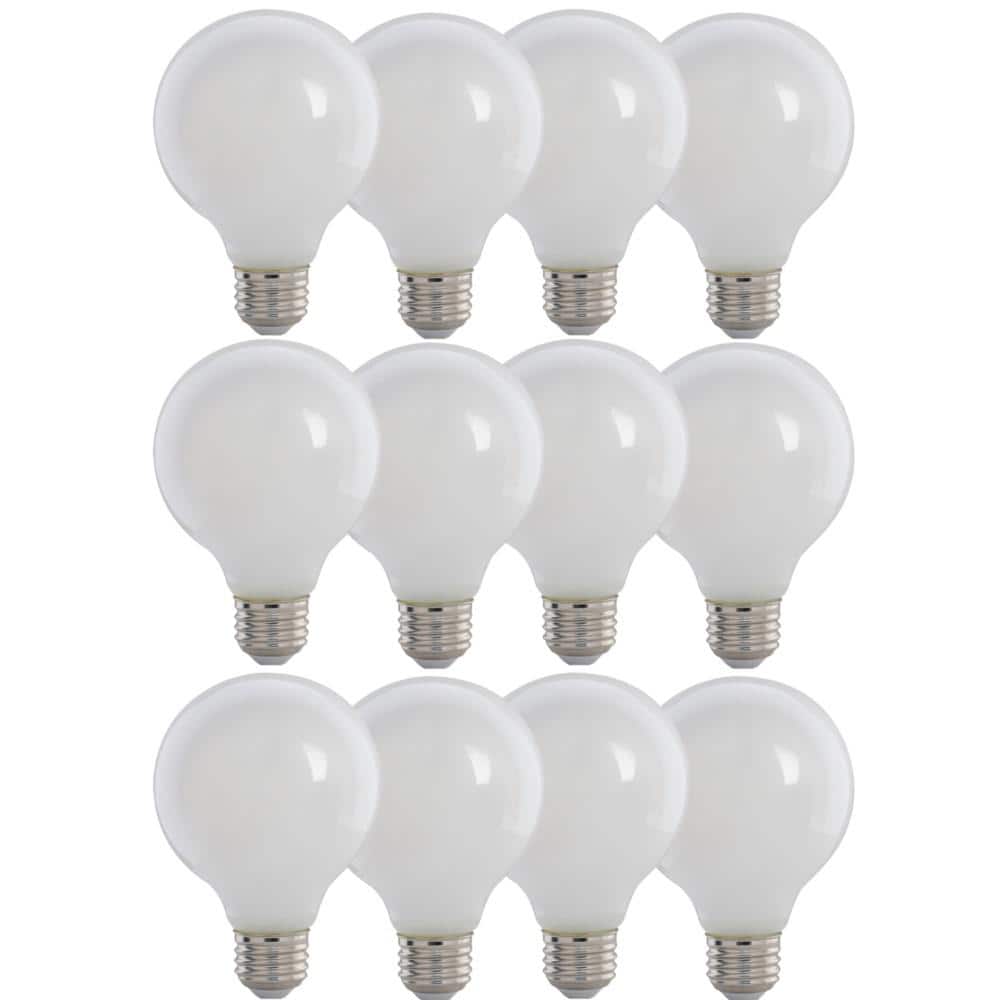 40-Watt Equivalent G25 Globe Dimmable Filament White Glass E26 LED Vintage Edison LIght Bulb, Bright White 3000K 12-Pack -  Feit Electric, G2540W930FIL3/4