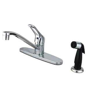 Wyndham Single-Handle Deck Mount Centerset Kitchen Faucets with Side Sprayer in Polished Chrome