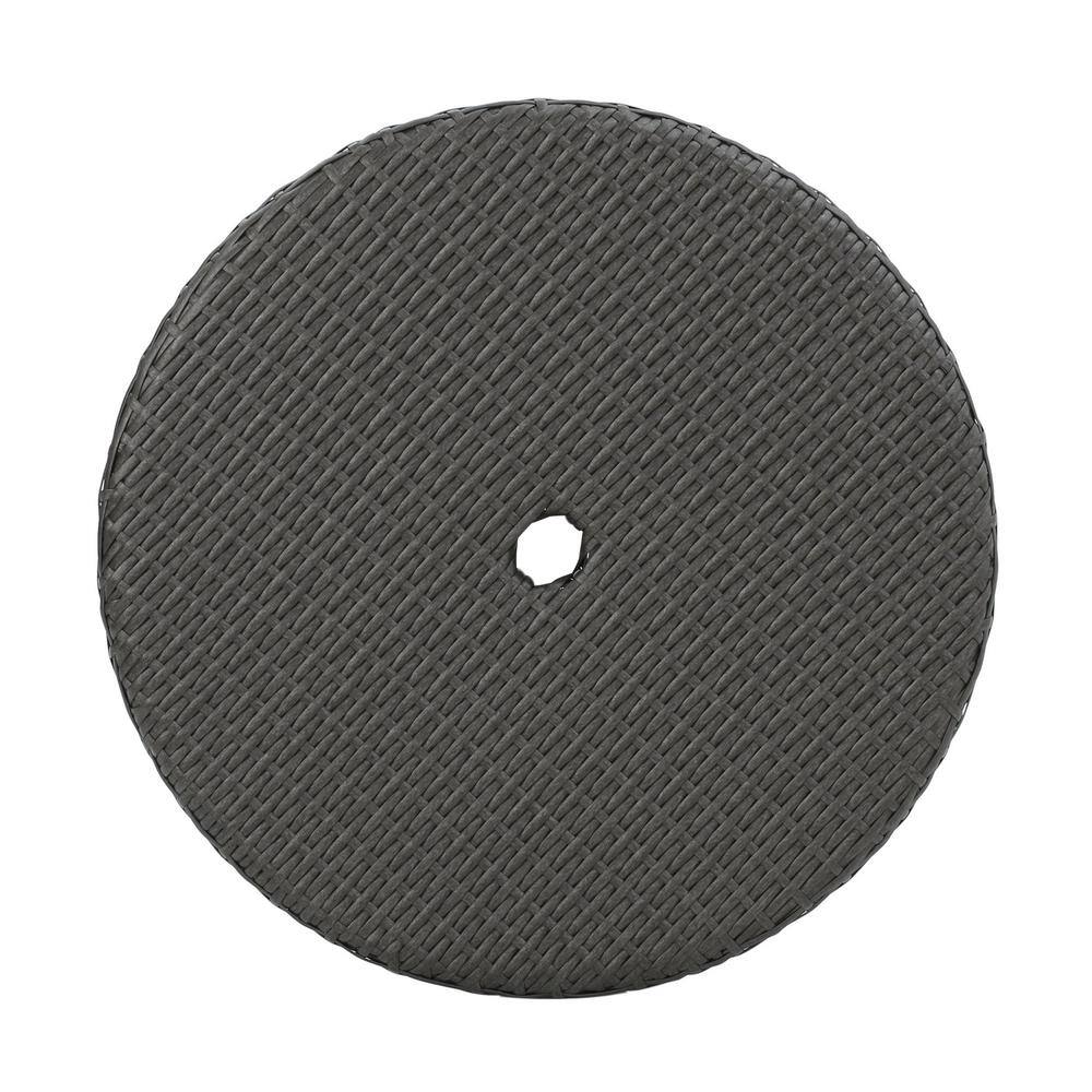 Gray Wicker Round Outdoor Dining Table with Iron Frame