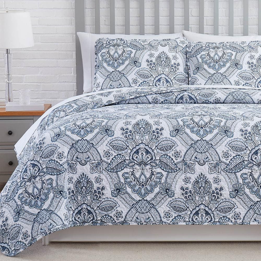 Southshore Fine Linens - Light Weight Contemporary Quilt Set, Color: Slate/Size: Full - Queen/Set Includes: 3 Piece