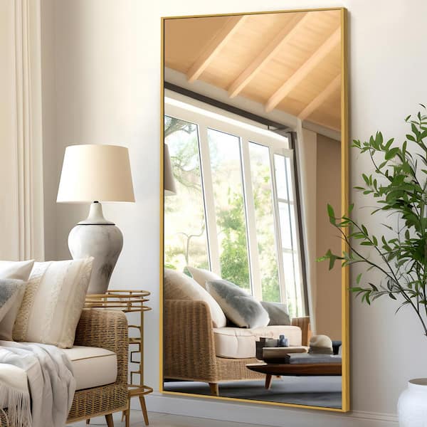 Dovelina 71 in. x 32 in. Classic Rectangle Metal Framed Gold Wall Mirror