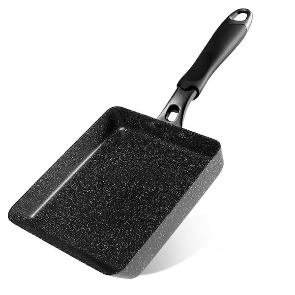 7 in. Nonstick Tamagoyaki Japanese Omelette Pan with Lid, Spatula and Chopsticks, Square, All Stovetops