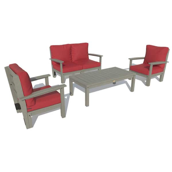 Highwood 4Piece Plastic Outdoor Loveseat, Set of Chairs and