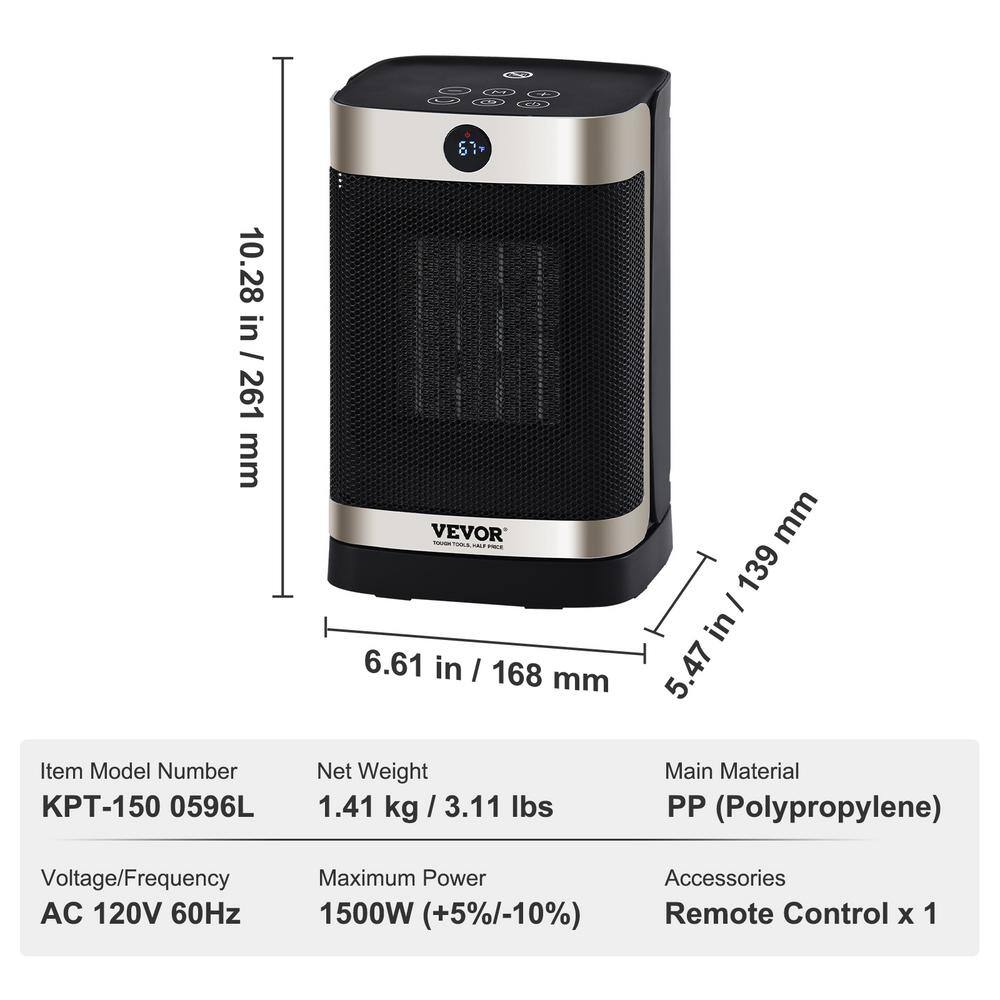 Blue Electric Ceramic Space Heater with Thermostat and Automatic Shut-off