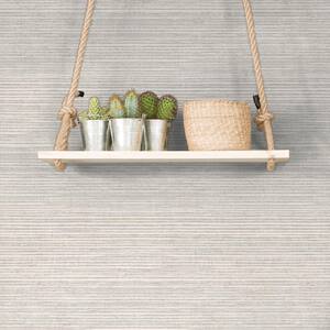 Evergreen Cool Gray Grasscloth Effect Design Wallpaper