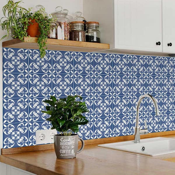 Blue N4 7 in. x 7 in. Vinyl Peel and Stick Tile (24 Tiles, 8.17 sq. ft./pack)