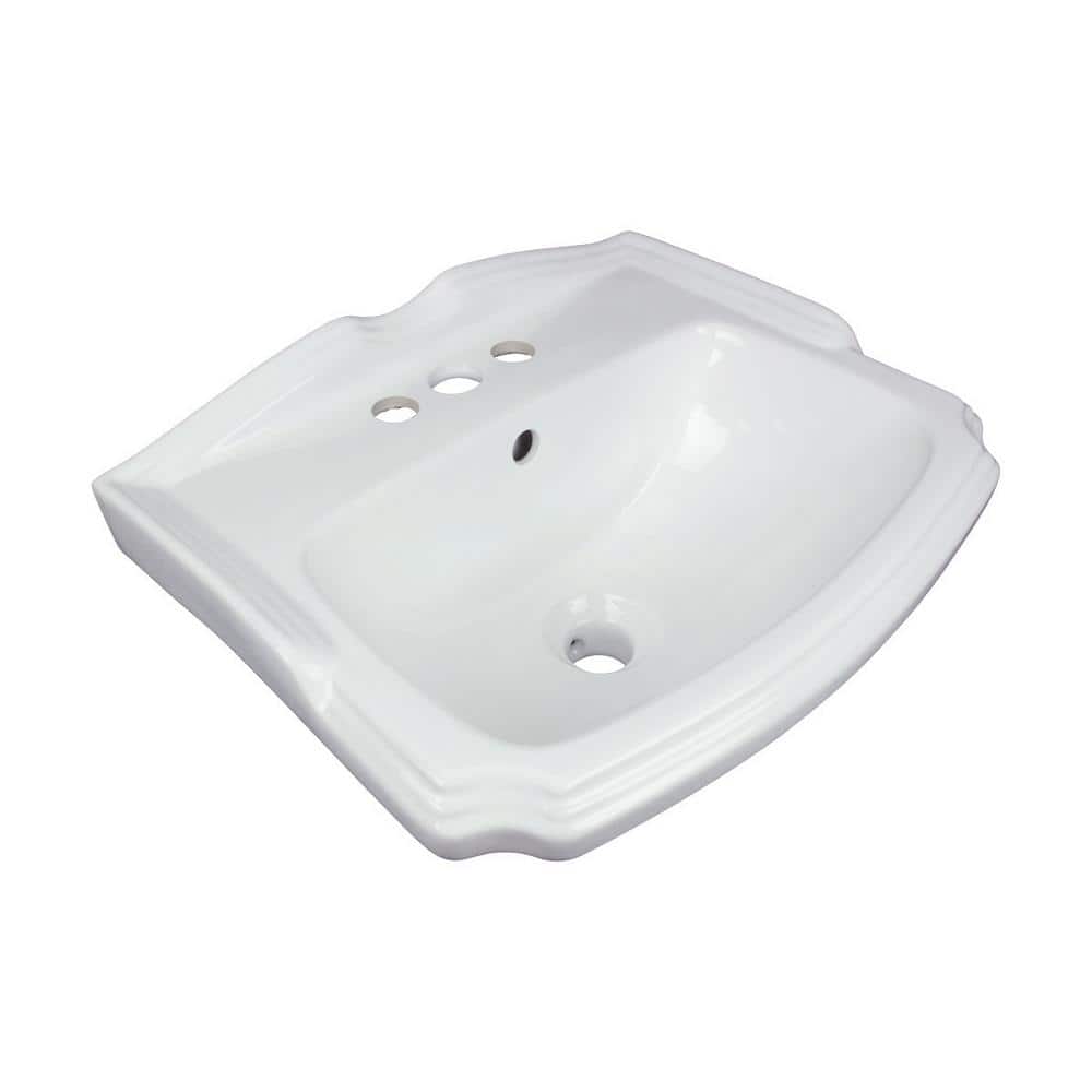 Gloss White Ceramic Wall-Mount Bathroom Sink with Overflow