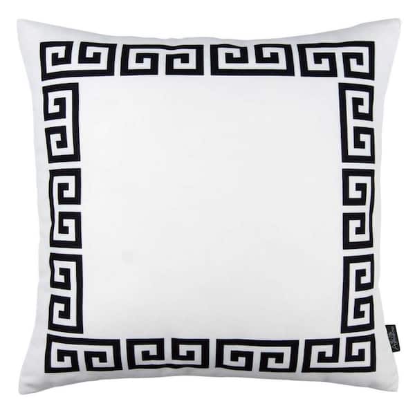 HomeRoots Black, White Geometric Polyester 18 in. x 18 in. Throw Pillow