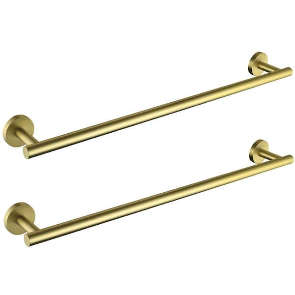24 in. Wall Mounted Towel Bar in Stainless Steel Brushed Gold-2 Pack