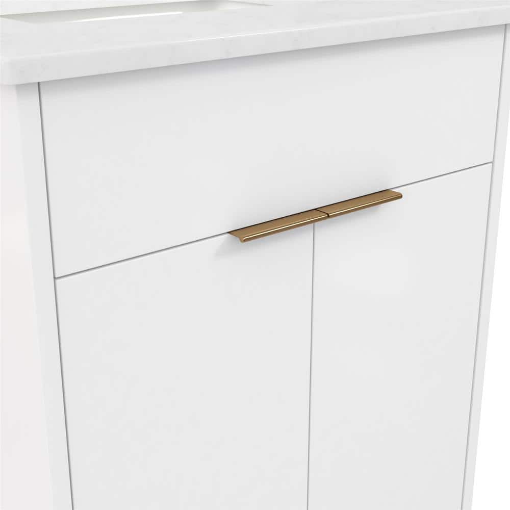 Leona 24" White and Gold Freestanding Bathroom Vanity