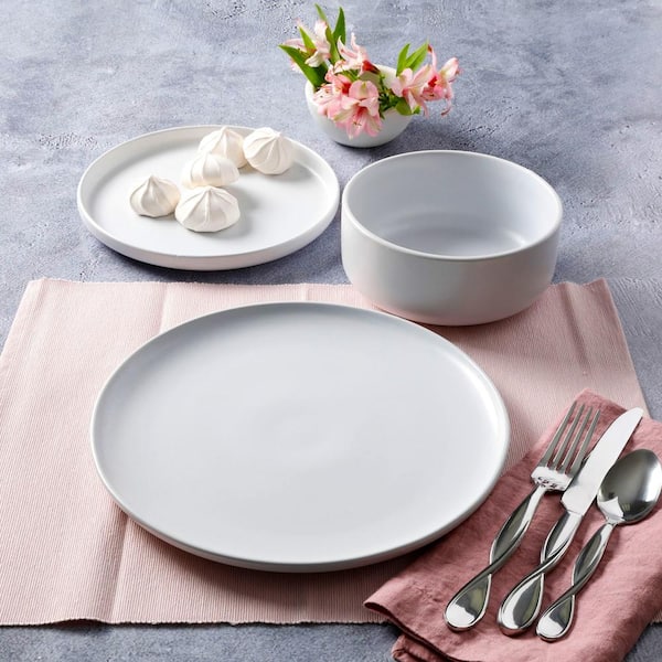Gibson Home Noble Court 7.5 in. White Dessert Plate (Set of 12) 985105075M  - The Home Depot