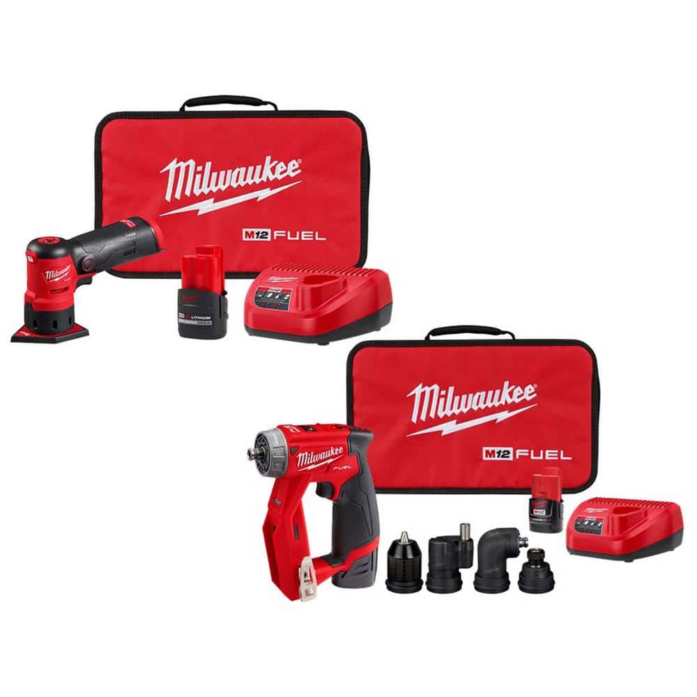Milwaukee M12 FUEL 12-Volt Lithium-Ion Brushless Cordless Orbital Detail  Sander Kit w/4-in-1 Installation Drill/Driver Kit 2531-21HO-2505-22 The  Home Depot