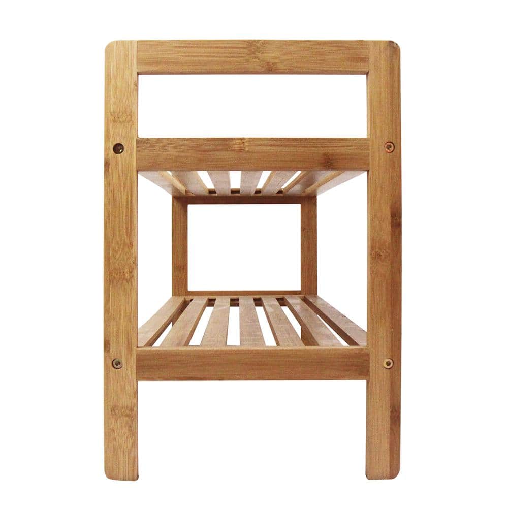 Natural Bamboo 2-Tier Stackable Shoe Rack
