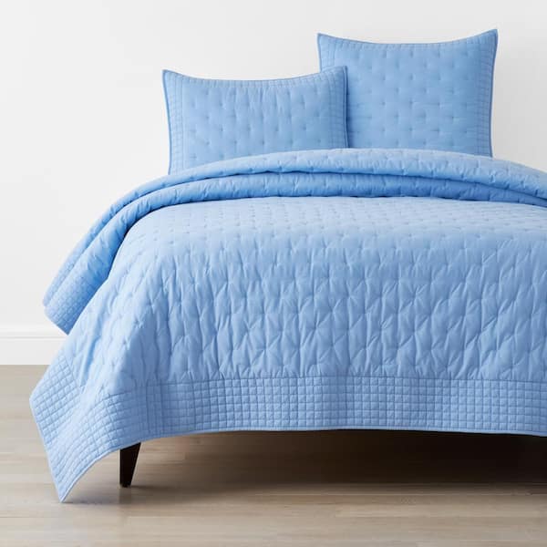 Pintuck Blue Full/Queen Cotton Quilt