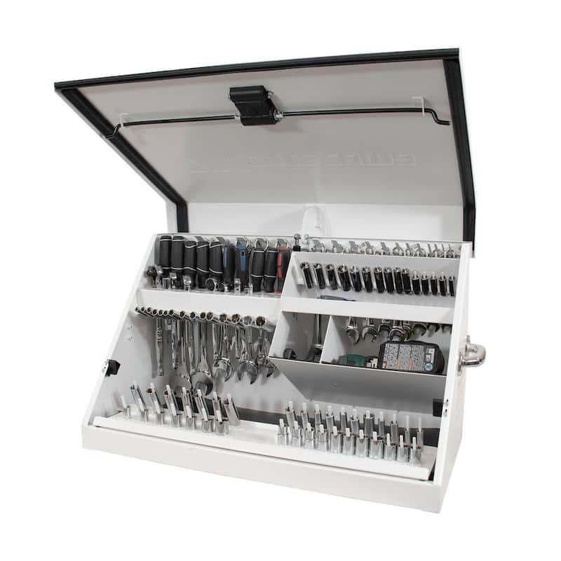 31 in. W x 16 in. D Portable White Triangle Top Tool Chest for Sockets, Wrenches and Screwdrivers