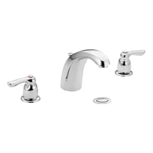 Chateau 8 in. Widespread 2-Handle Low-Arc Bathroom Faucet with Drain Assembly in Chrome