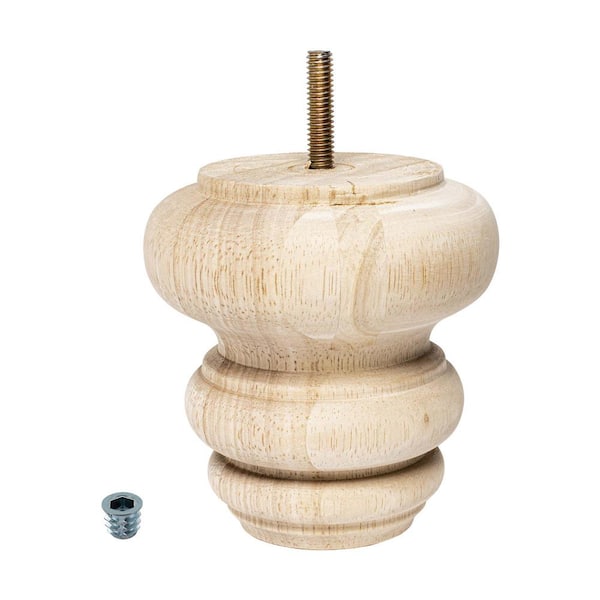 American Pro Decor 4 in. x 4 in. Unfinished Solid Hardwood Round Bun Foot