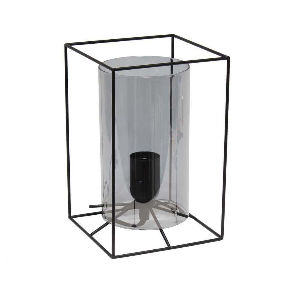UPC 810241029469 product image for 9 in. Black/Smoke Small Exposed Glass and Metal Table Lamp | upcitemdb.com
