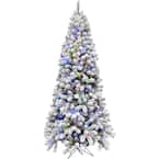 7.5-ft. Pre-Lit Snow Flocked Alaskan Pine Artificial Christmas Tree, Multi-Color LED Lights