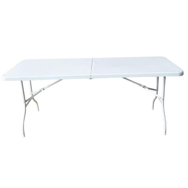 HOTEBIKE 8 Ft White Multi Purpose Outdoor Folding Table LING10121   White Folding Tables Ling10121 64 600 