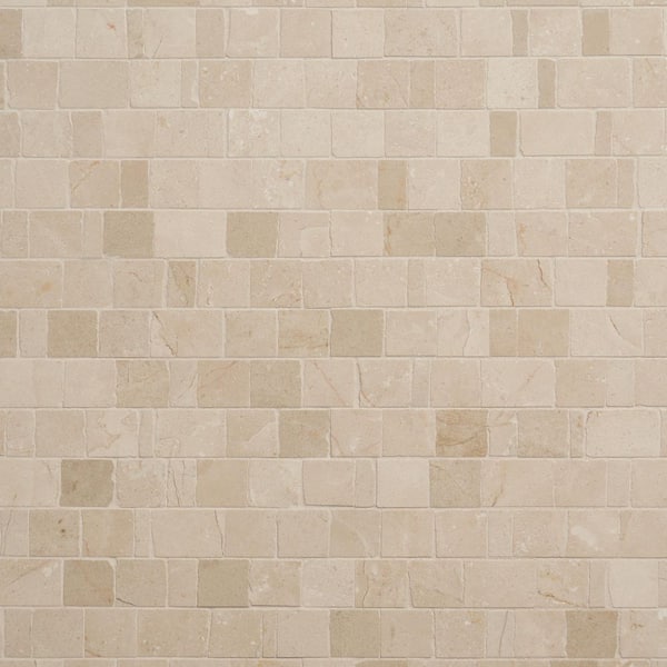 Heritage Crema 12 in. x 12 in. Hand Clipped Joint Honed Marble Mosaic Floor and Wall Tile (1 sq. ft./ Sheet)