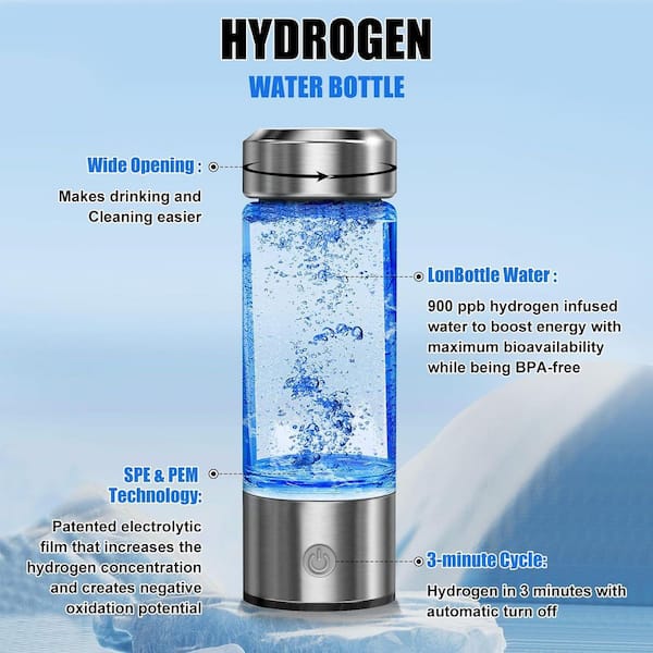 Anqtovp 14.2 oz Hydrogen GlassWater Generator Portable Glass