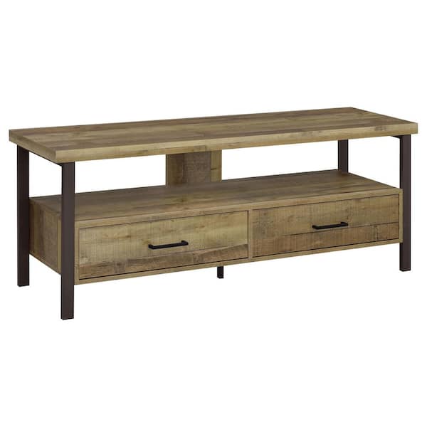 Coaster 59in. Weathered Pine TV Console with 2 Drawers Fits TV's up to 64in.