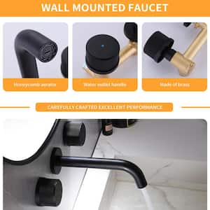 2-Handle Wall Mounted Bathroom Faucet Roman Tub Faucet in. Matte Black