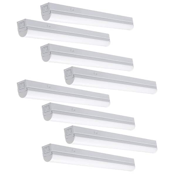 Commercial Electric 2 ft. 17-Watt Equivalent Color Selectable Plug-in Hardwire Linkable Integrated LED White Strip Light 900 Lumens (8-Pack)