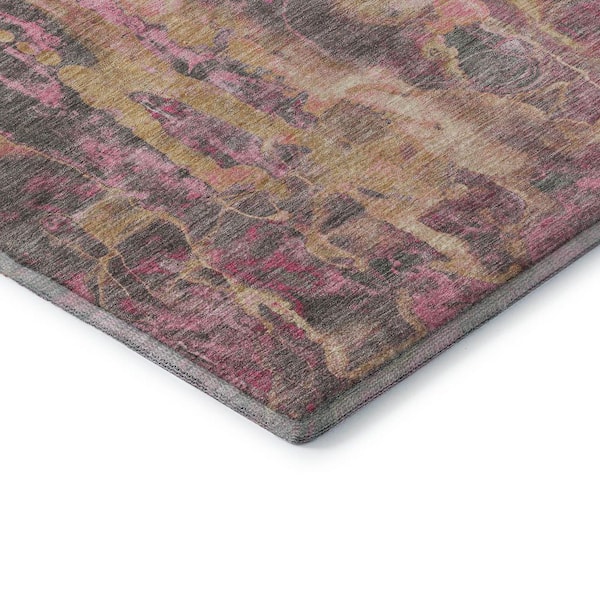 Mayfield Premium Machine Washable Abstract AMF2120 Blush 2 ft. x 7 ft. Runner Rug
