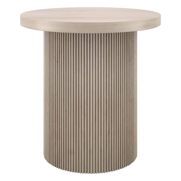 Isa 22 in. Alder White Round MDF Top End Table