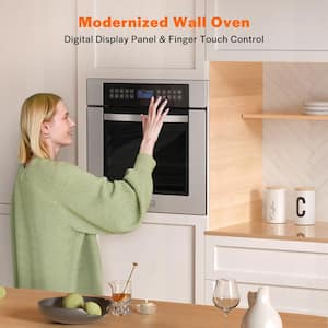 24 in. Single Electric Wall Oven With Convection Fan in Stainless Steel