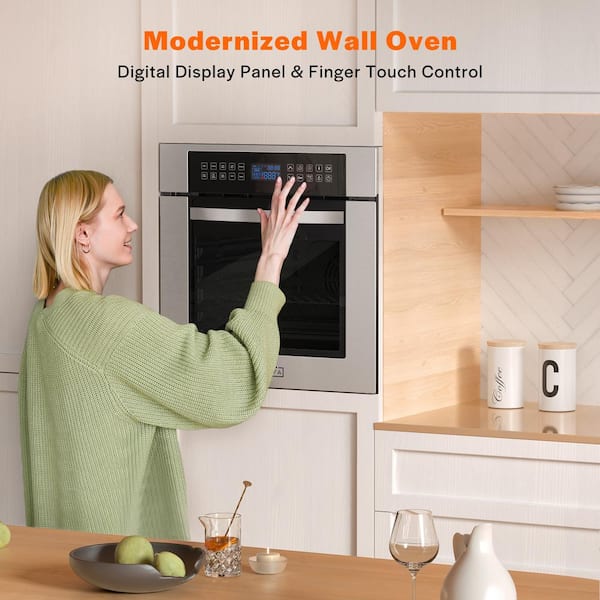 24 in. Single Electric Wall Oven With Convection Fan in Stainless Steel