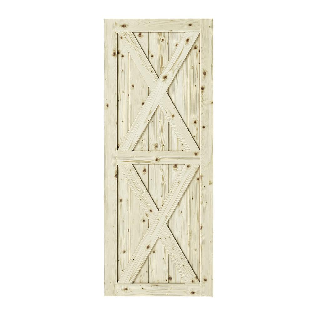 37 in. x 84 in. Magnolia X-Double Brace Unfinished Knotty Pine Interior Bar