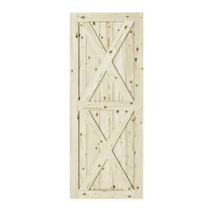 37 in. x 84 in. Magnolia X-Double Brace Unfinished Knotty Pine Interior Barn Door Slab
