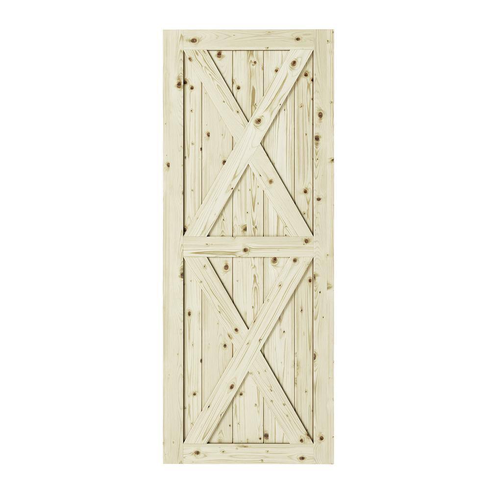 42 in. x 84 in. Magnolia X-Double Brace Unfinished Knotty Pine Interior Bar