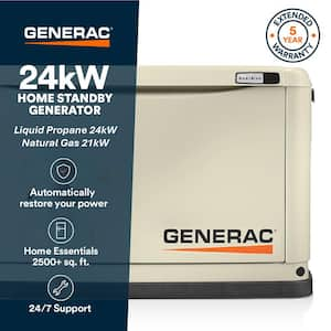 24,000 Watt - Dual Fuel Air- Cooled Whole House Home Standby Generator, Smart Home Monitoring & 200-AMP Transfer Switch