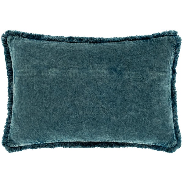 Artistic Weavers Adroth Denim Velvet Fringe Polyester Fill 14 in. x 22 in. Decorative Pillow