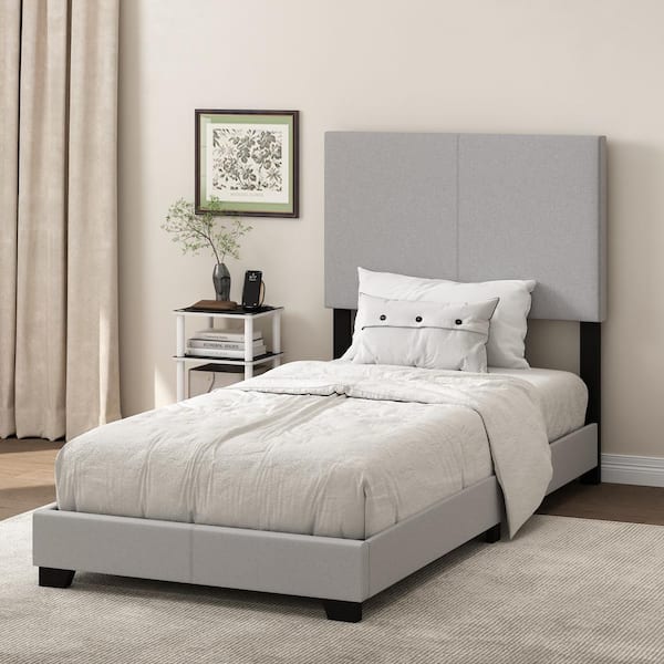 Furinno Pessac Gray Upholstered Frame Twin XL Panel Bed