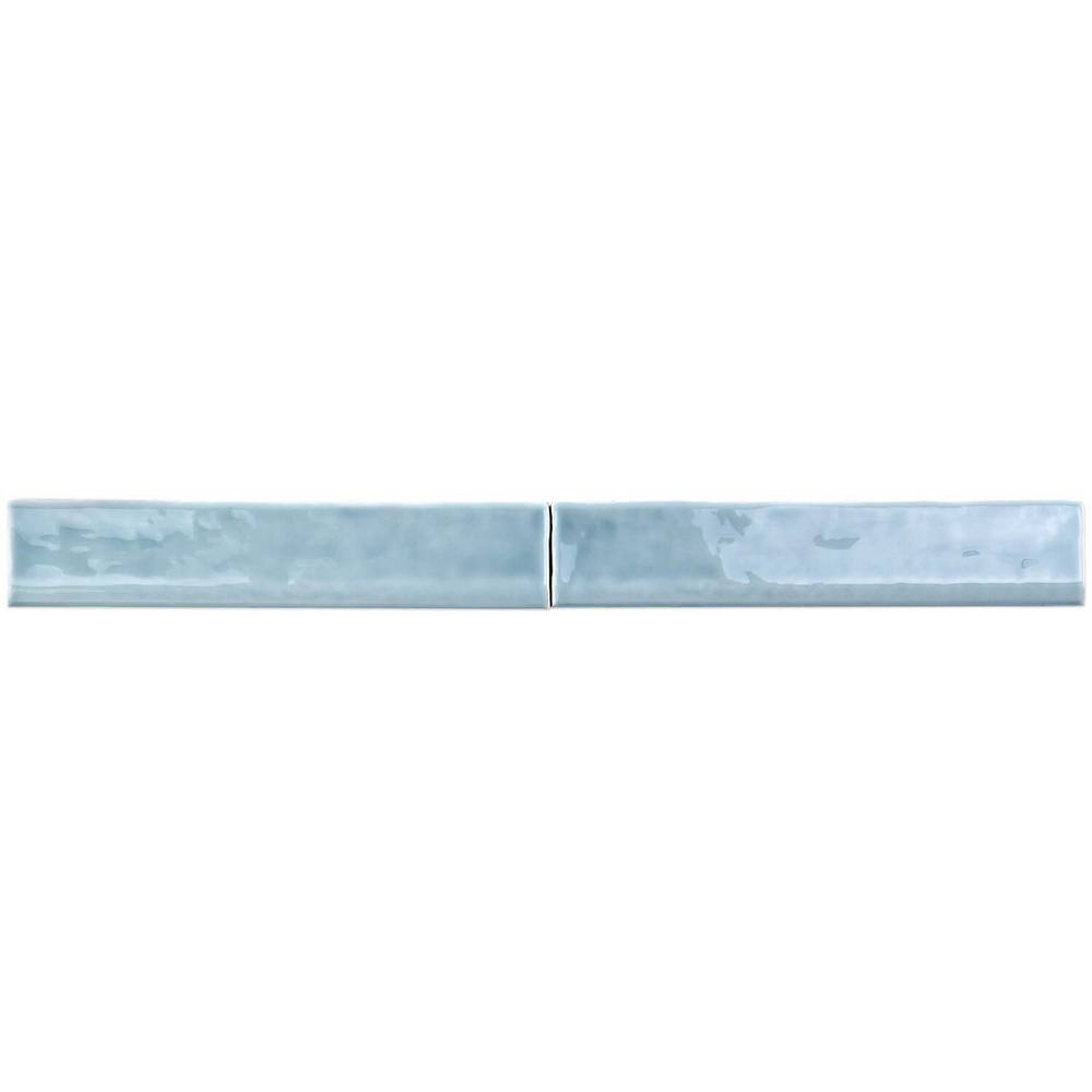 Brookline Light Blue Polished Ceramic Bullnose Tile 2x10