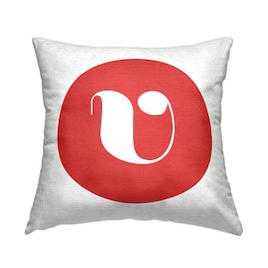 Red Initial V Square Outdoor Throw Pillow